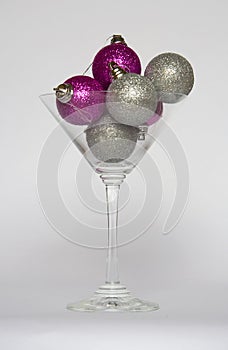Baubles in a cocktail glass