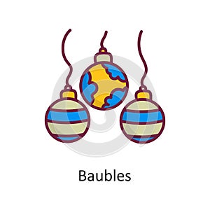 Baubles vector Fill outline Icon Design illustration. Holiday Symbol on White background EPS 10 File