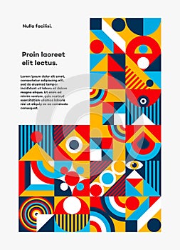 Bauhaus cover design vector geometric style