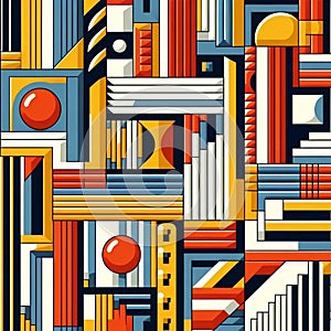 A Bauhaus geometric fabric, Ai generated image