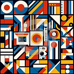 A Bauhaus geometric fabric, Ai generated image