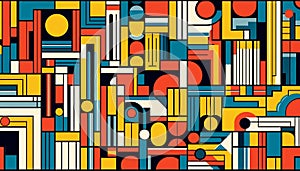 A Bauhaus geometric fabric, Ai generated image