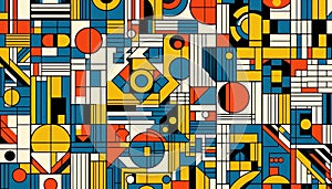 A Bauhaus geometric fabric, Ai generated image