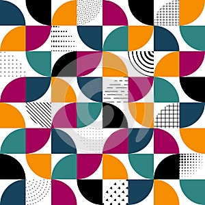 Bauhaus geometric seamless pattern. Fashion design for prints. Abstract geometry background. Modern mural. Scandinavian modernism. photo