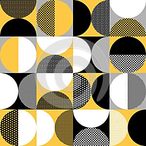 Bauhaus seamless pattern. Bauhaus poster with squares and half circles photo