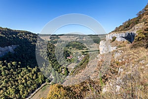 Baume Les Messieurs village, Valley, canyon from Jura