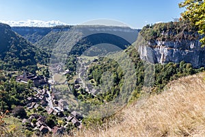 Baume Les Messieurs village, Valley, canyon from Jura