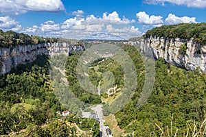 Baume Les Messieurs village, Valley, canyon from Jura