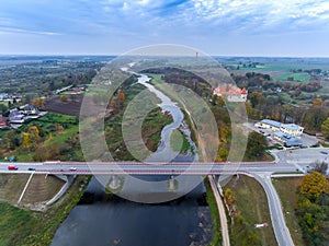 Bauska bridge, the river Misa. Lielupe. Aerial photo. photo