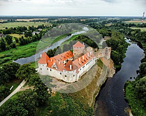 Aerial view of Bauska castle, Latvia photo