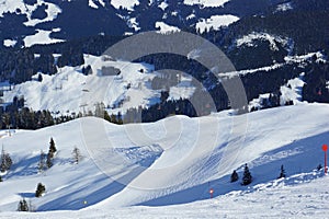 Bautiful Alps and ski slopes and winter and snow photo