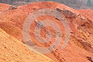 Bauxite mine raw bauxite on surface