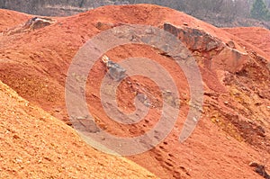Bauxite mine raw bauxite on surface
