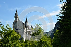 Bavaria, Germany - 05/28/2013: Bavarian Neuschwanstein - Sleeping Beauty castle, which was founded and built by Ludwig 2