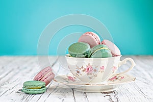 Bavaria Winterling Footed Tea Cup Filled with Macarons