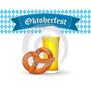 Bavarian beer mug with pretzel isolated on white background