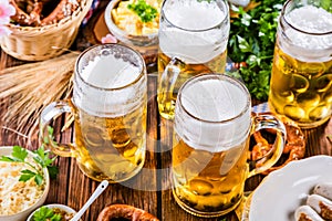 Bavarian beer with soft pretzels