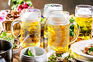 Bavarian beer with soft pretzels