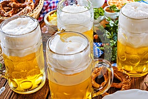 Bavarian beer with soft pretzels