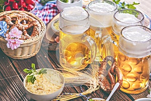 Bavarian beer with soft pretzels