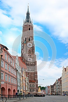 Bavarian city with clock tower-St. Martin Kirche photo