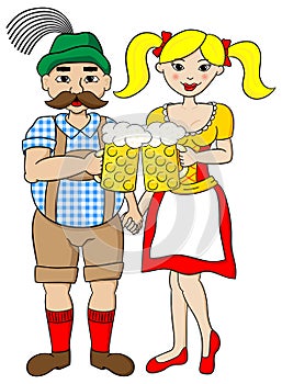 Bavarian couple with oktoberfest beer