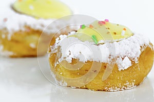 Bavarian cream doughnut and sugar