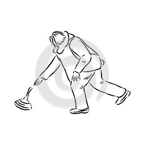 bavarian curling sport, vector sketch . Vector element of winter ice sports.