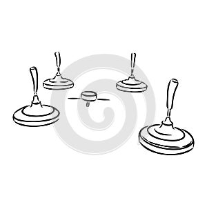 bavarian curling sport, vector sketch . Vector element of winter ice sports.