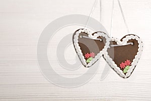 Bavarian gingerbread hearts for Oktoberfest background photo