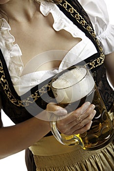 Bavarian girl holding Oktoberfest beer stein