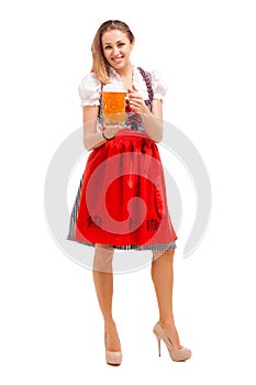 Bavarian girl isolated over white background