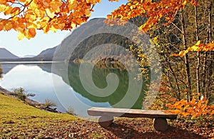 Bavarian lake sylvenstein in autumn