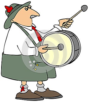 Bavarian man playing a drum