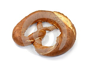 Bavarian salt pretzel isolated on a white background