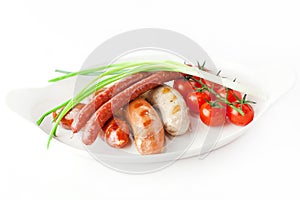 Bavarian sausages with vegetables
