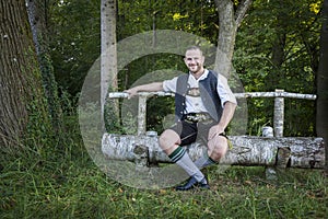 Bavarian tradition man in the grass