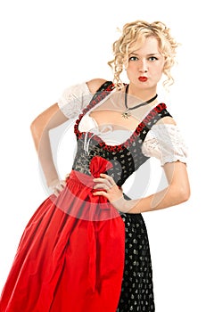 Bavarian woman in typical dress dirndl