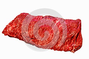 Bavette steak,or Flank iron is on a white background.