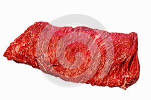 Bavette steak,or Flank iron is on a white background. photo