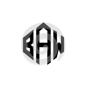 BAW letter logo design with polygon shape. BAW polygon and cube shape logo design. BAW hexagon vector logo template white and
