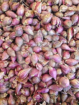 Bawang merah or red onion on a market photo