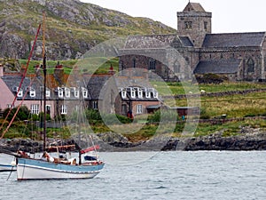 The Bay, the Benedictine Abbey of Iona and Bishops House, Isle of Iona, Scot photo