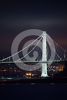 Bay Bridge illuminated at night, San Francisco, California