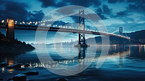 bay bridge at night, Classic view of San Francisco Bay Bridge