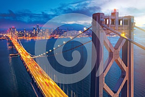 Bay Bridge with San Francisco downtown in background, California, USA