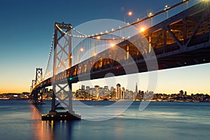 Bay Bridge, San Francisco Skyline, Downtown San Francisco, Calif