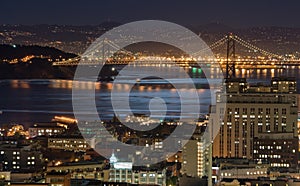 Bay Bridge, San Francisco under moonlight