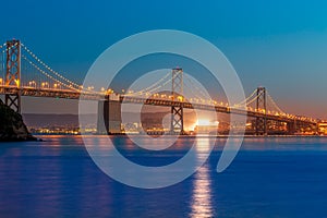 Bay Bridge at sunset in San Francisco California