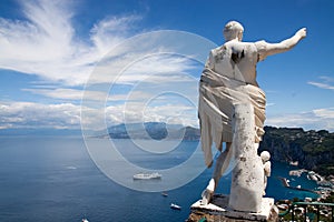 Bay of Capri Italy with Ceasar Statue